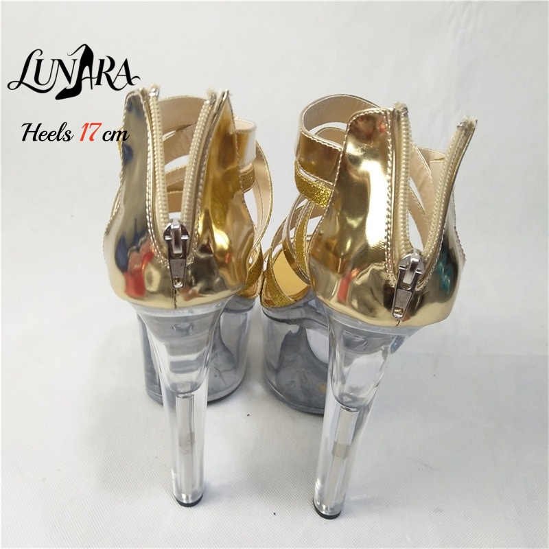 17cm/7Inch Gold Metallic Strap - огляд і ціна Sandal Strappy Heeled