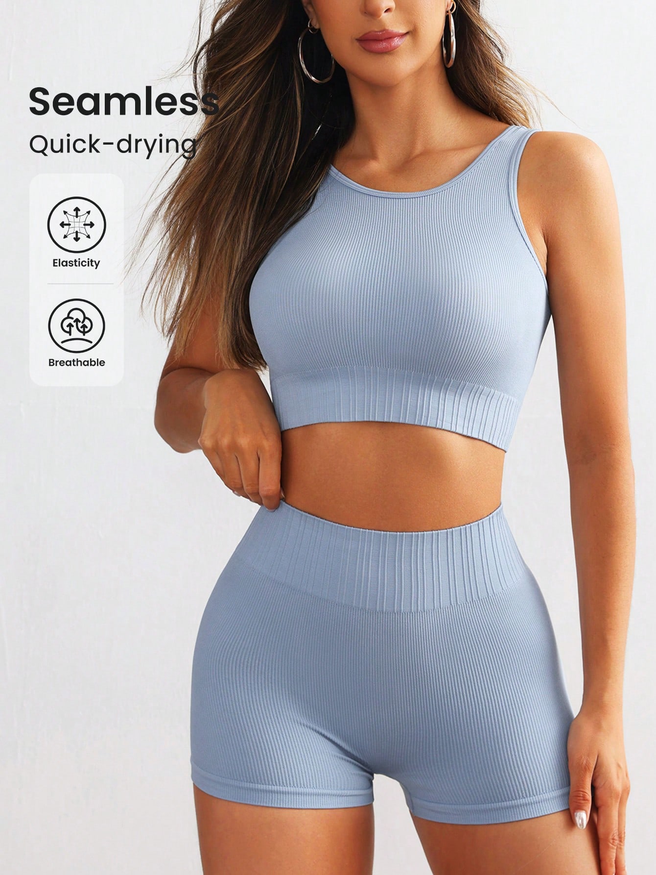 Women Seamless Ribbed Yoga Set - огляд і ціна Crop Top Crochet