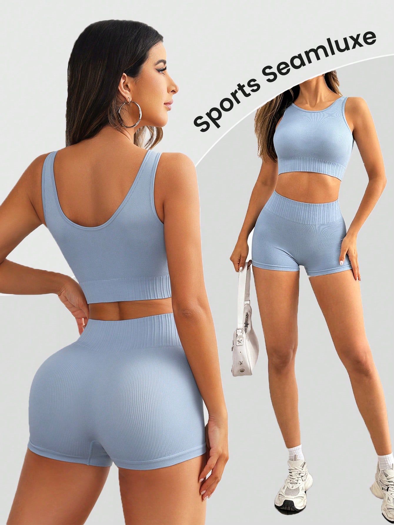 Women Seamless Ribbed Yoga Set - огляд і ціна Crop Top Crochet